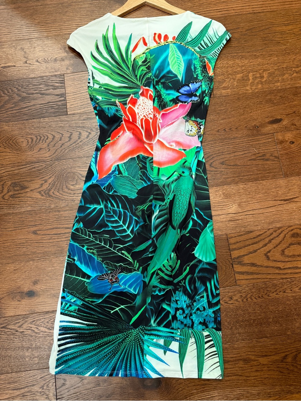 Roberto Cavalli Women's US 6 IT 42 Tropical Parrot Jungle Dress - Picture 2 of 7